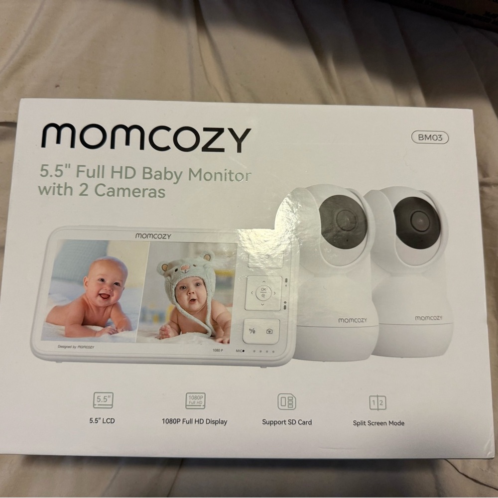 Momcozy White Baby Monitor with Dual Cameras